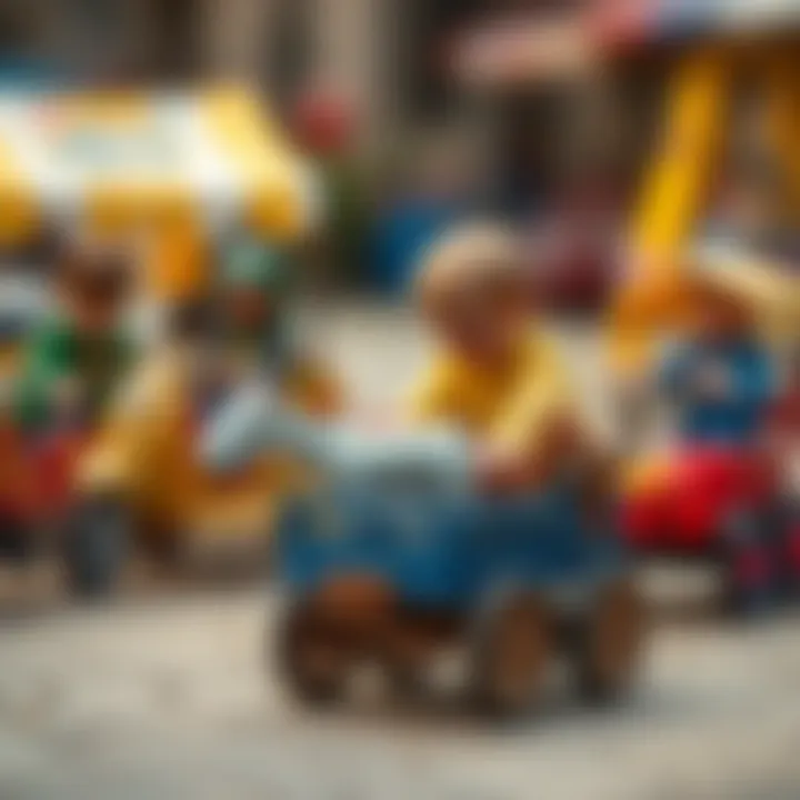 Imaginative Play with Animal Carts Children engaged in imaginative play with their animal carts