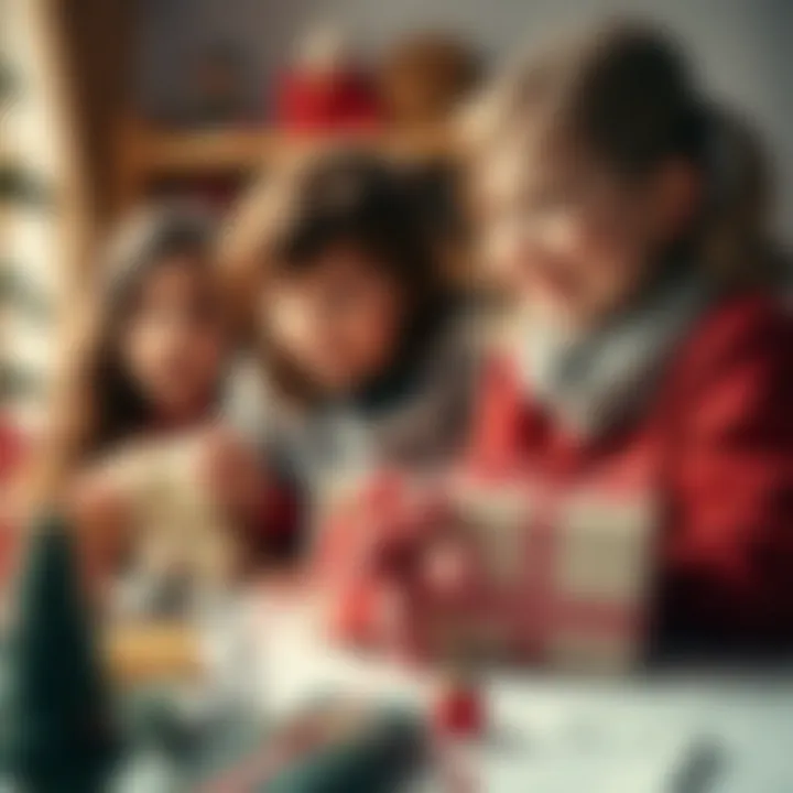 Children excitedly unwrapping gifts with joy