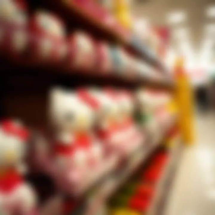 Display of Hello Kitty eggs on a store shelf
