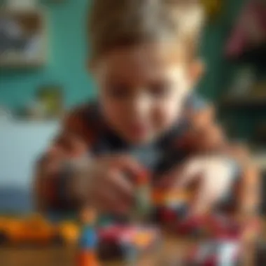 Child playing with Hot Wheels toys