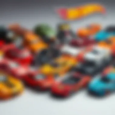 Variety of Hot Wheels collectible cars