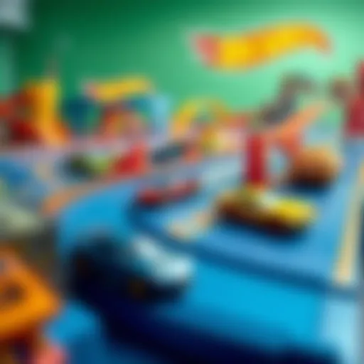 Dynamic scene of Hot Wheels tracks and cars