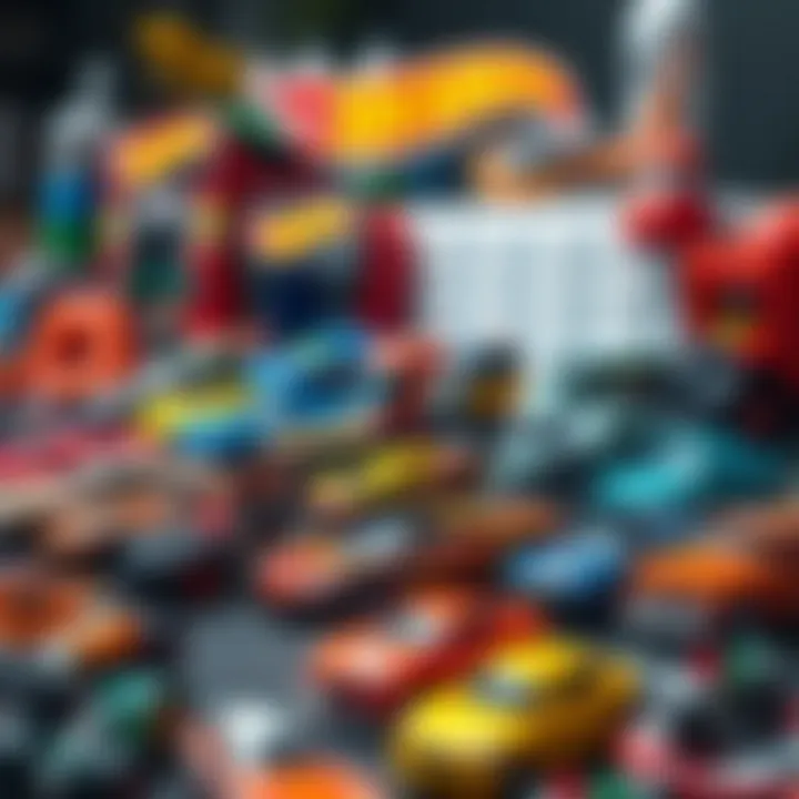 Variety of Hot Wheels launch sets on display