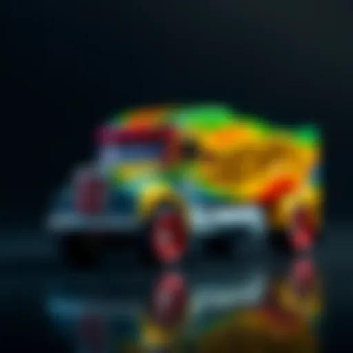 A vibrant Hot Wheels truck showcasing intricate design details