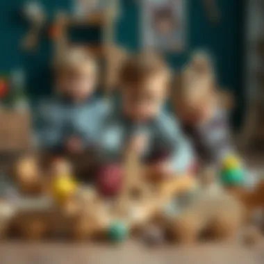 Children engaged in play with eco-friendly wooden toys from IKEA