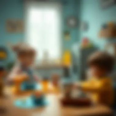 Children engaged in imaginative play with kitchen toys