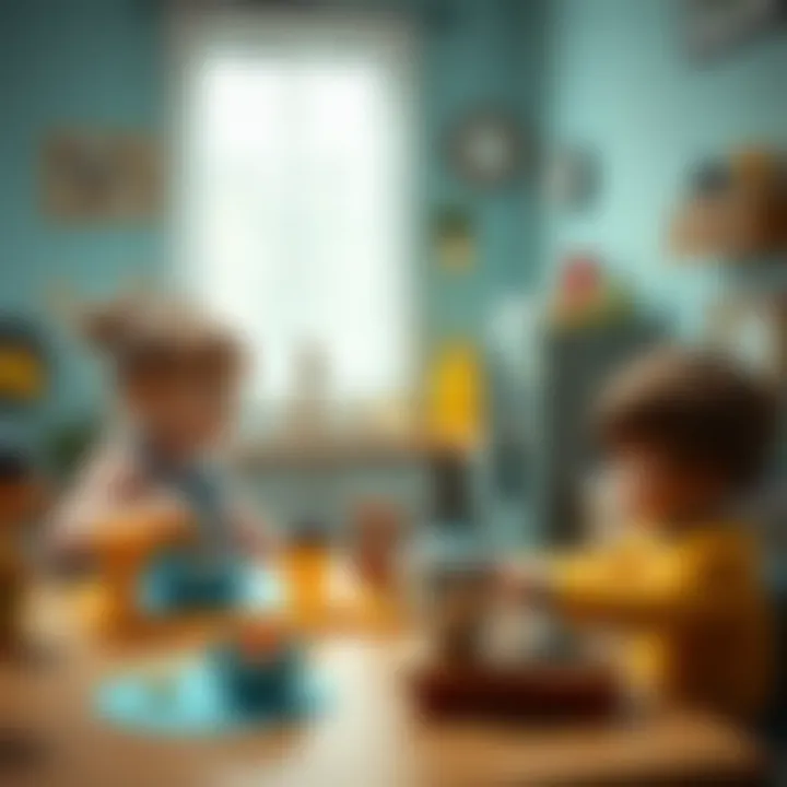 Children engaged in imaginative play with kitchen toys