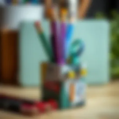 A beautifully crafted pencil box made from recycled materials showcasing creativity.