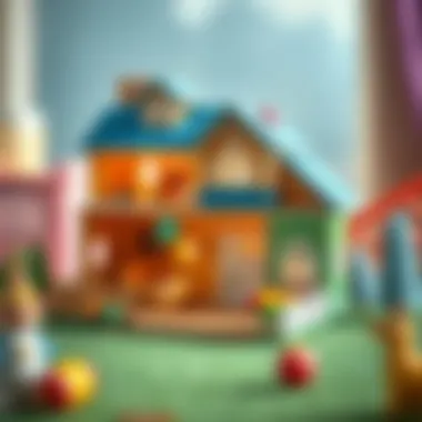 Creative cardboard dollhouse with colorful decorations