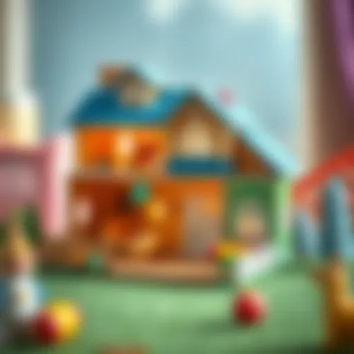 Creative cardboard dollhouse with colorful decorations