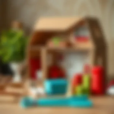 Selection of materials for building a cardboard dollhouse