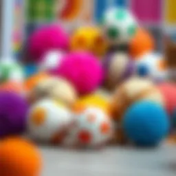 A variety of cat toy balls showcasing different colors and designs
