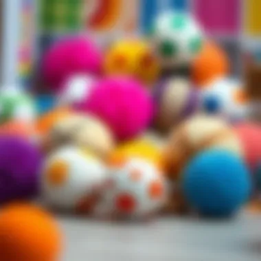 A variety of cat toy balls showcasing different colors and designs