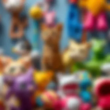 Colorful and fun cat toys displayed creatively