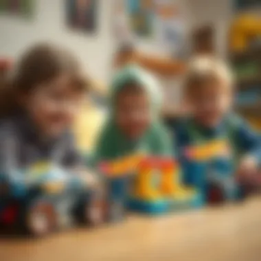 Children playing with Hot Wheels launch sets