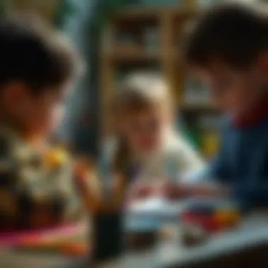 Children engaging in creative activities with stationery