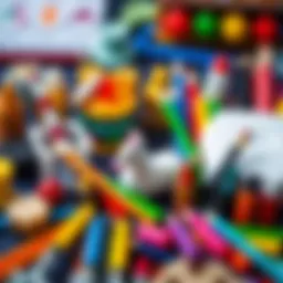 Colorful assortment of art supplies for creativity