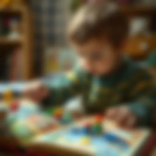 A child exploring a colorful book game