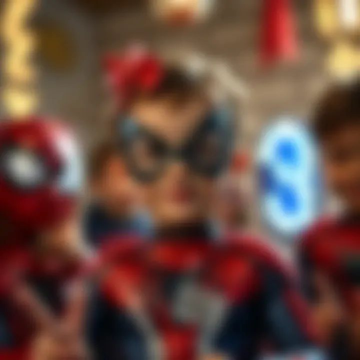 Children enjoying a themed costume party in Spider-Girl outfits