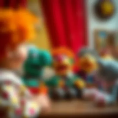 Colorful puppets engaging children in storytelling