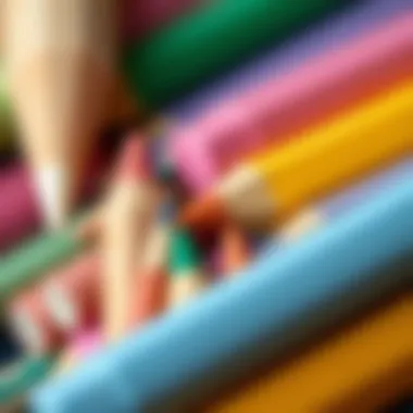 A close-up of various dry pastel sticks arranged artistically