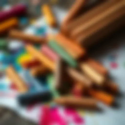 Vibrant colors of dry pastels on paper, showcasing artistic expression
