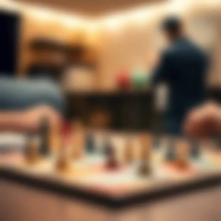 Strategic board game pieces on a table