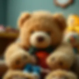 Large teddy bear providing comfort to a child
