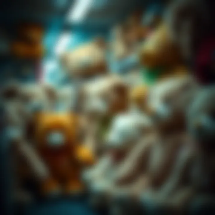 Selection of large teddy bears in a store