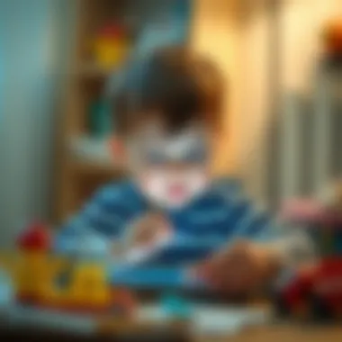 Child engaged in creative activity using an LCD tablet