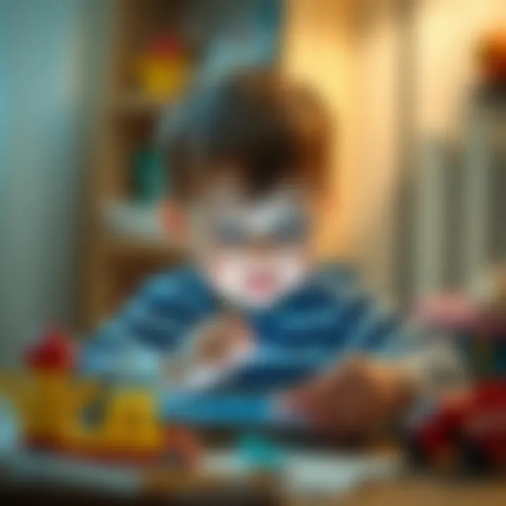 Child engaged in creative activity using an LCD tablet