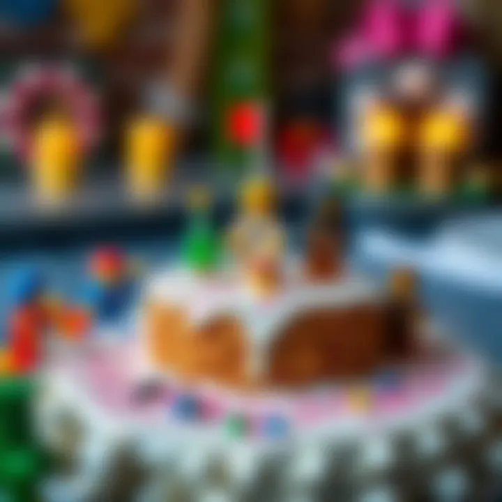 Creative Lego cake decorations including miniature figures