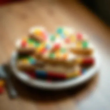 Colorful Lego cake slices on a platter