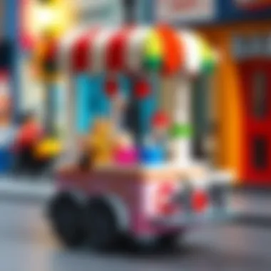Colorful Lego ice cream cart with various ice cream pieces