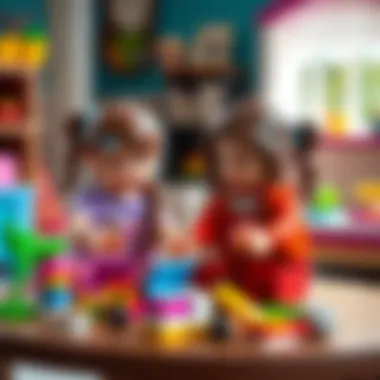 Children collaborating with Lego Friends sets