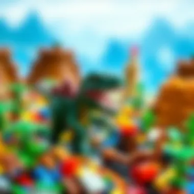 Dinosaur Adventure with Lego Colorful Lego pieces in a dinosaur theme