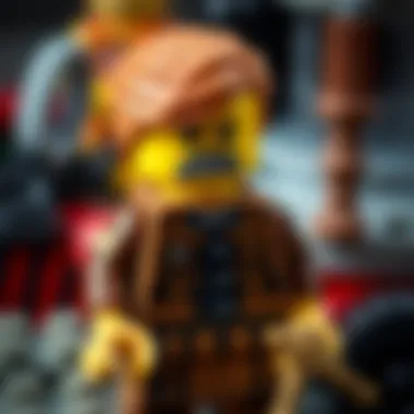 A close-up of intricate details on a Lego mini figure, highlighting craftsmanship