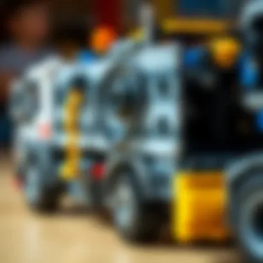 Close-up of the components used in the Lego Technic Damperli Kamyon 42147 assembly.