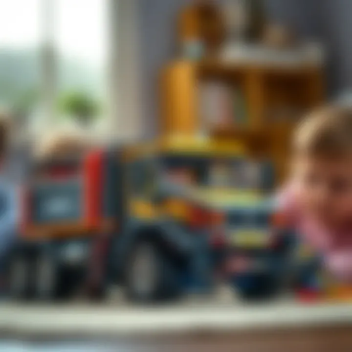 Children engaging in creative play with the Lego Technic Damperli Kamyon 42147.