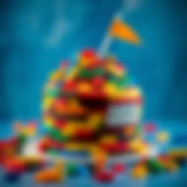 Vibrant Lego cake design featuring colorful blocks