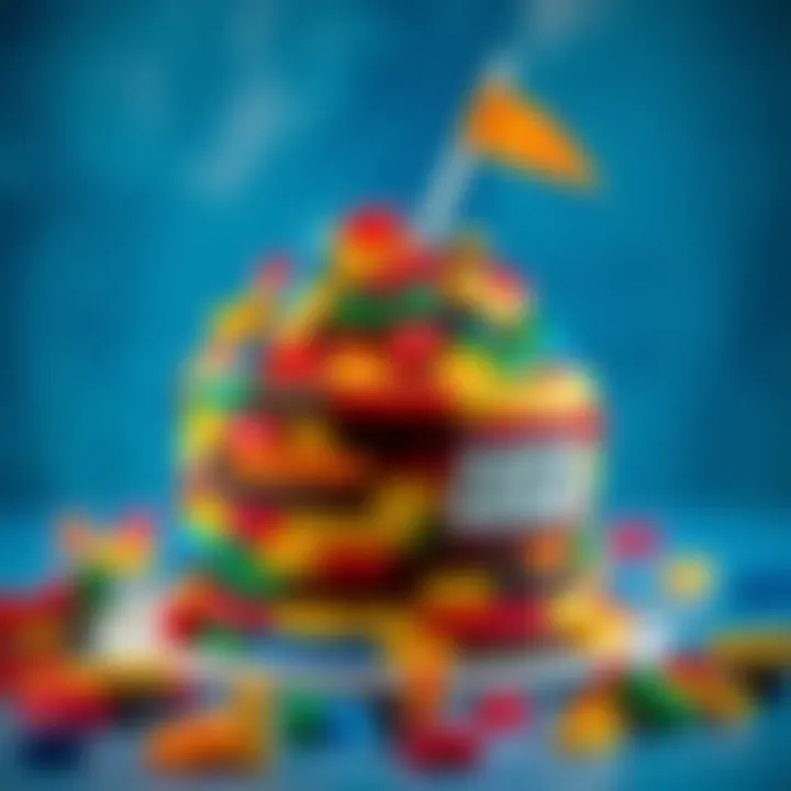 Vibrant Lego cake design featuring colorful blocks