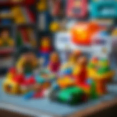 An educational setup featuring Lego pieces and tools for enhancing creativity in children