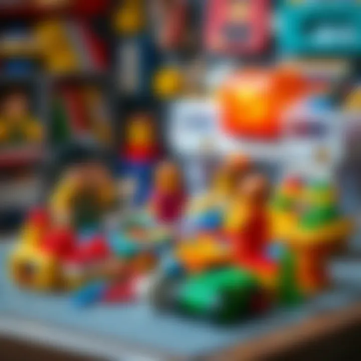 An educational setup featuring Lego pieces and tools for enhancing creativity in children