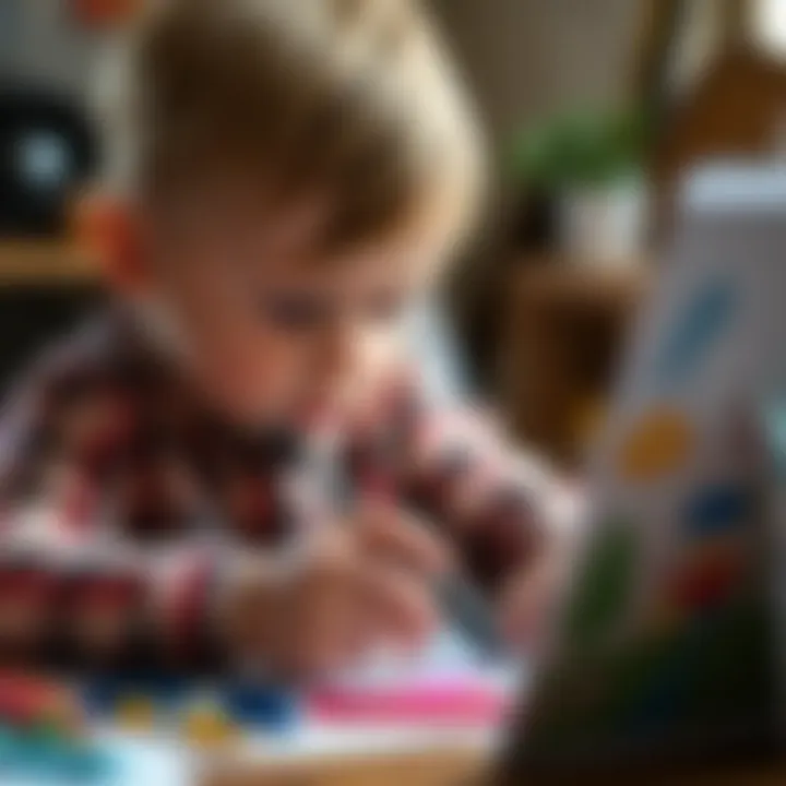 Magnetic pen in use by a child creating artwork