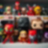 Colorful Marvel Pop toy collection displayed on a shelf