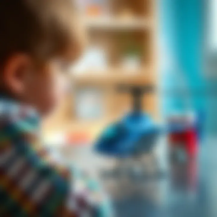 Therapeutic play session with blue helicopter toys