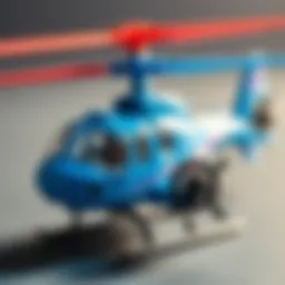 Colorful blue helicopter toy with vibrant details
