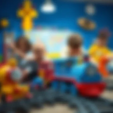Children playing with colorful blue train toys, sparking creativity and imagination.