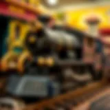 A vintage blue train toy set showcasing intricate details and craftsmanship.