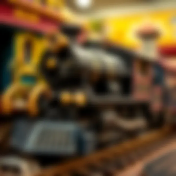 A vintage blue train toy set showcasing intricate details and craftsmanship.